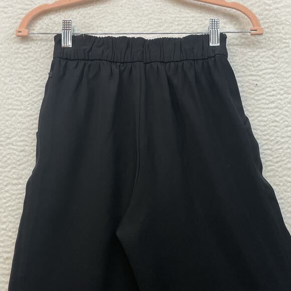 Lululemon Pants Womens 2 Black Noir Crop Wide Leg Waist Tie Mid Rise Pleated - Picture 5 of 10